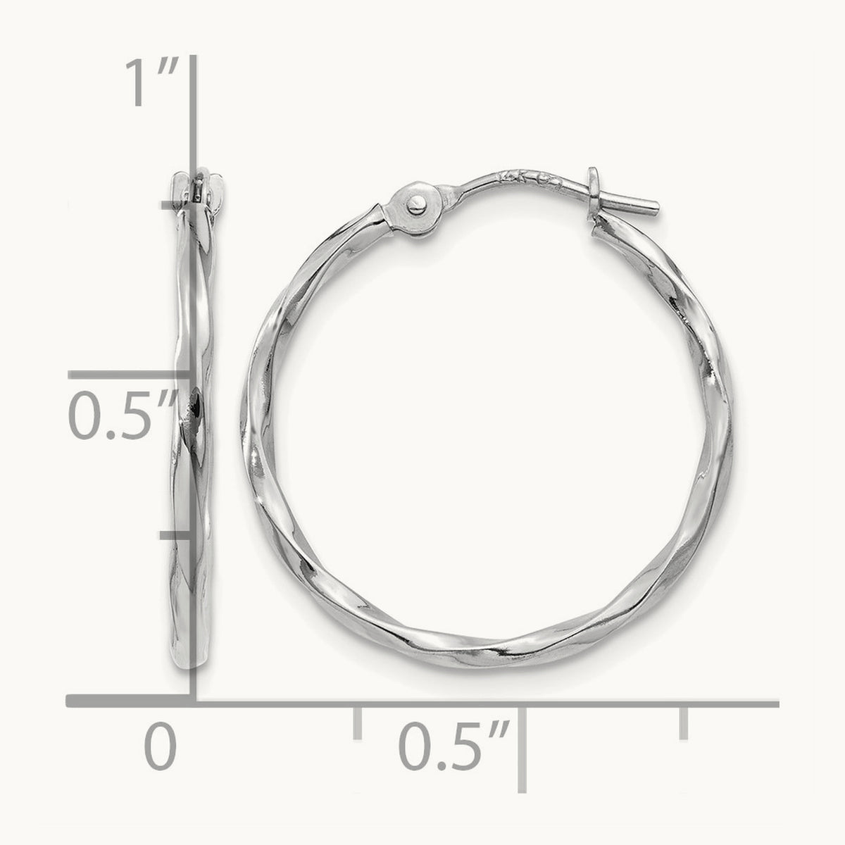 Polished Twisted Hoops, 14K White Gold