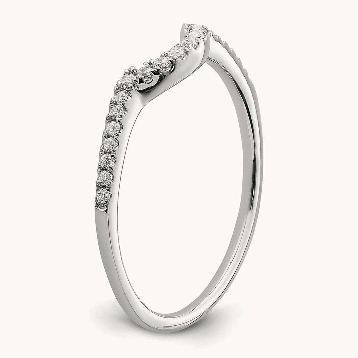 Diamond Contoured Wedding Band — 14K White Gold, 7