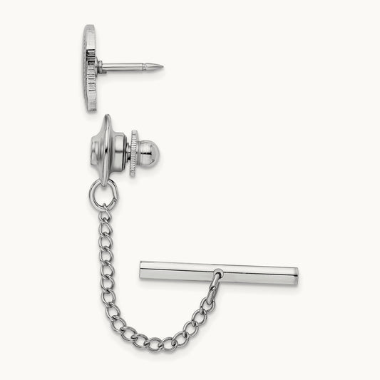 Kelly Waters Rhodium-plated Polished Rectangle Engravable Tie Tac