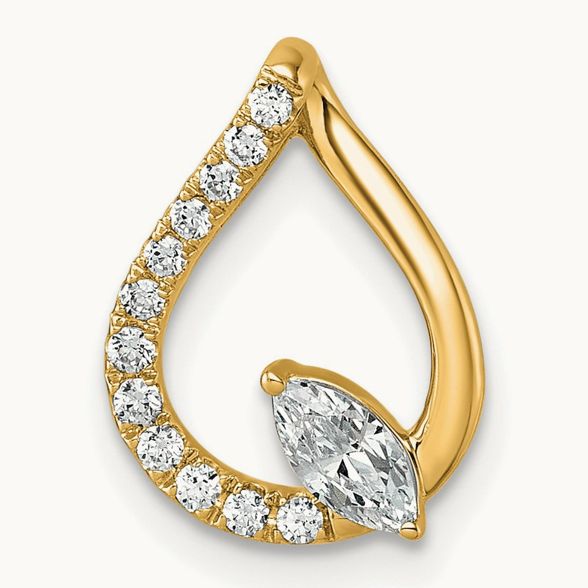 Teardrop Chain Slide Pendant, 0.25 ct tw Lab-Grown Diamond — 14K Yellow Gold