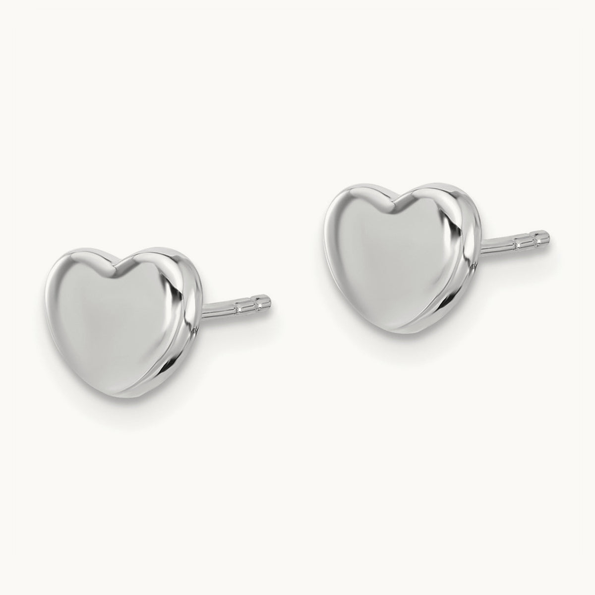 Polished Heart Post Earrings, 14K White Gold