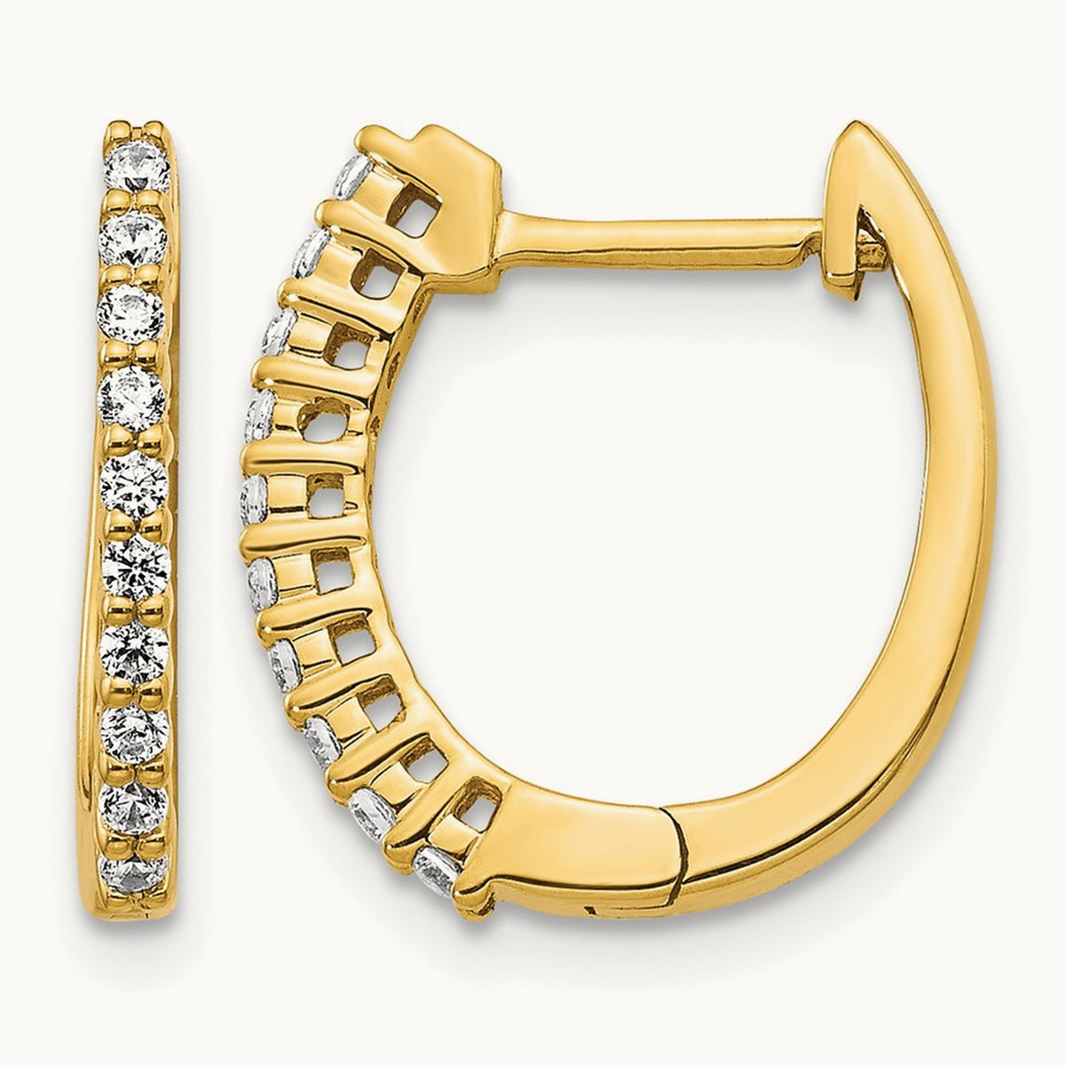 Diamond Hinged Hoop Earrings — 14K Yellow Gold, 16mm, 0.24 ct
