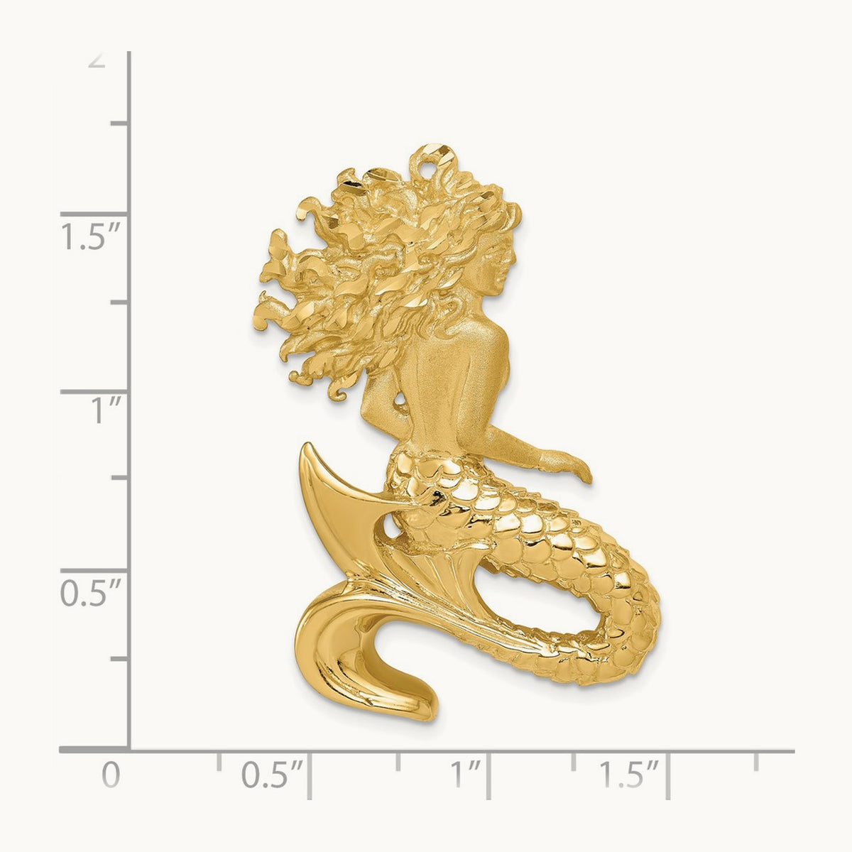 Polished & Satin Diamond-cut Mermaid Slide, 14K