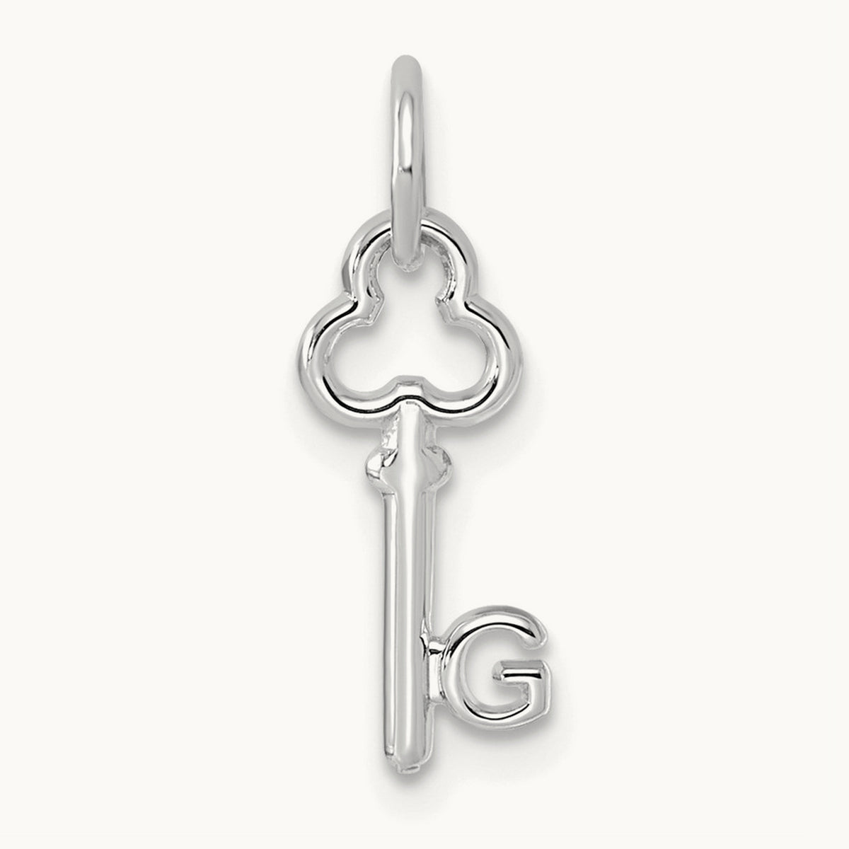 Key Initial Charm — 14K White Gold, G