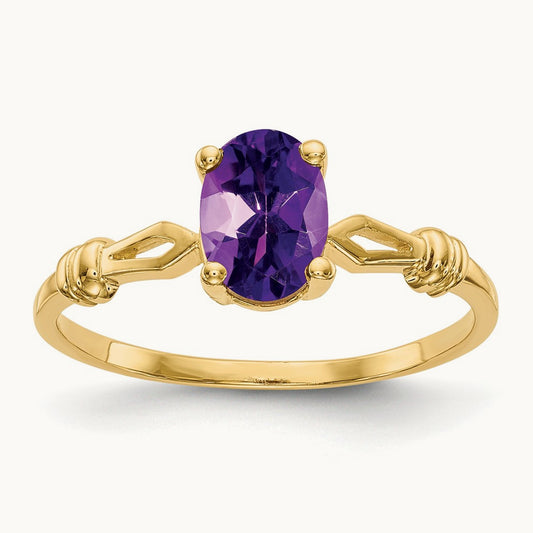 7x5mm Oval Amethyst ring, 14K