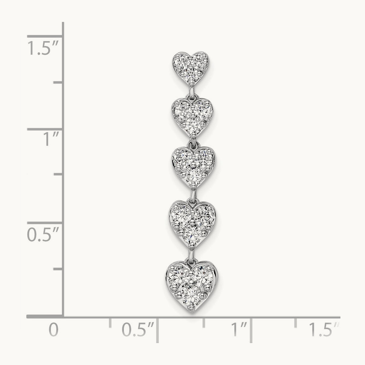 Five Heart Bar Chain Slide, 1.00 ct tw Lab-Grown Diamond