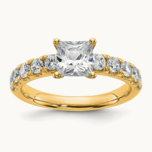 Princess Engagement Ring — 14K Yellow Gold, 1 3/4 ct, 7