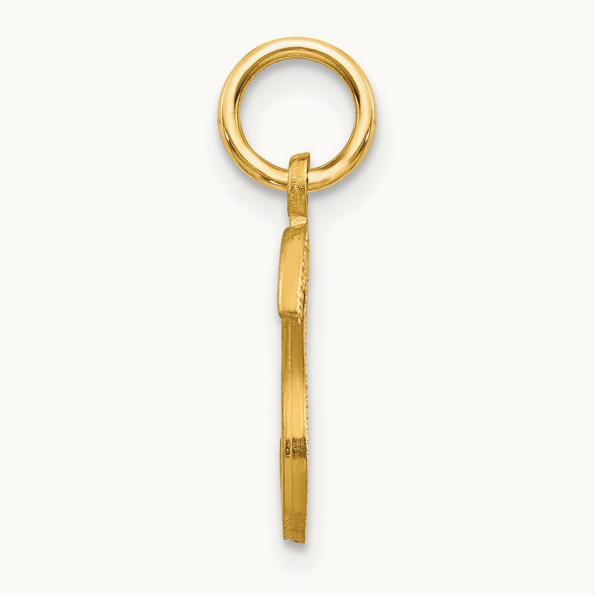 Satin Diamond-cut Initial Charm — 14K Yellow Gold, S