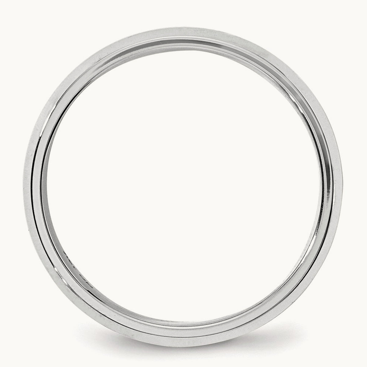 Bevel Edge Comfort Fit Band, 6mm, 10K White Gold