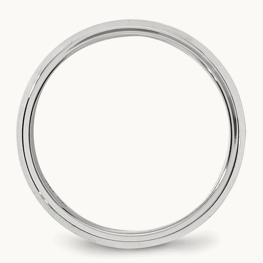 Bevel Edge Comfort Fit Band, 6mm, 10K White Gold