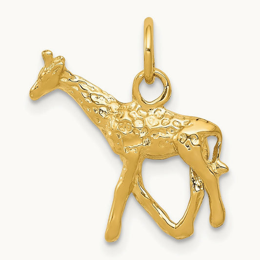Solid Polished 3-D Giraffe Charm, 14K