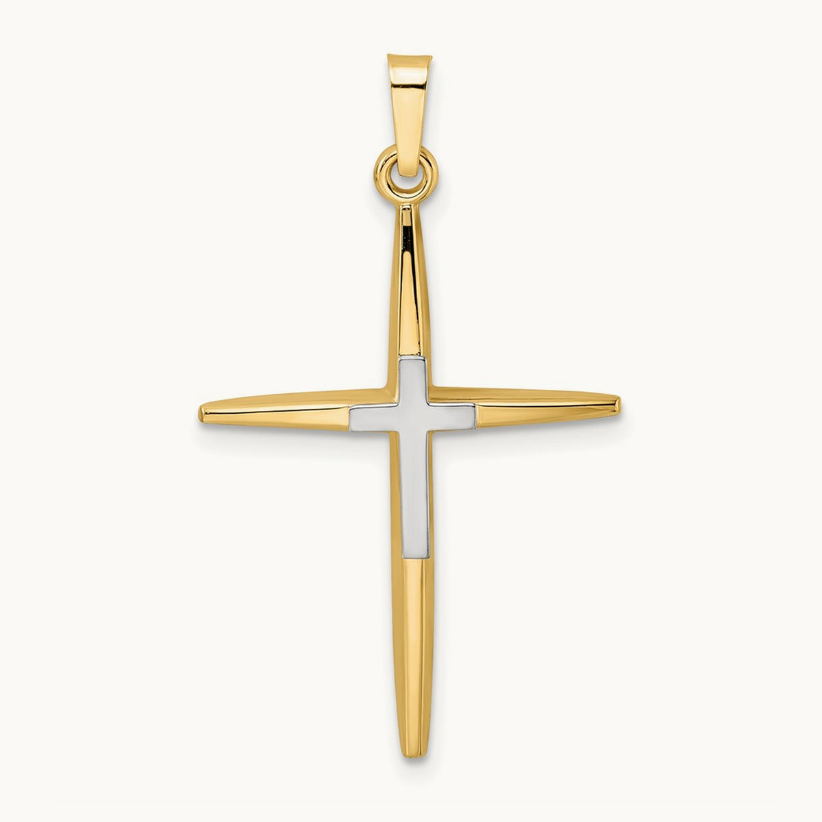 Polished Solid Double Cross Pendant — 34mm