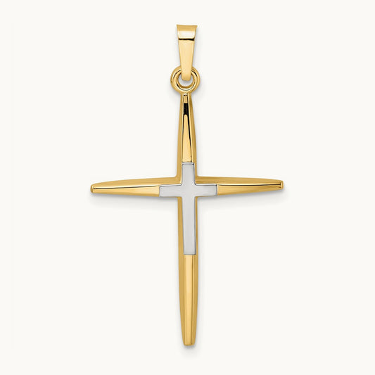 Polished Solid Double Cross Pendant — 34mm
