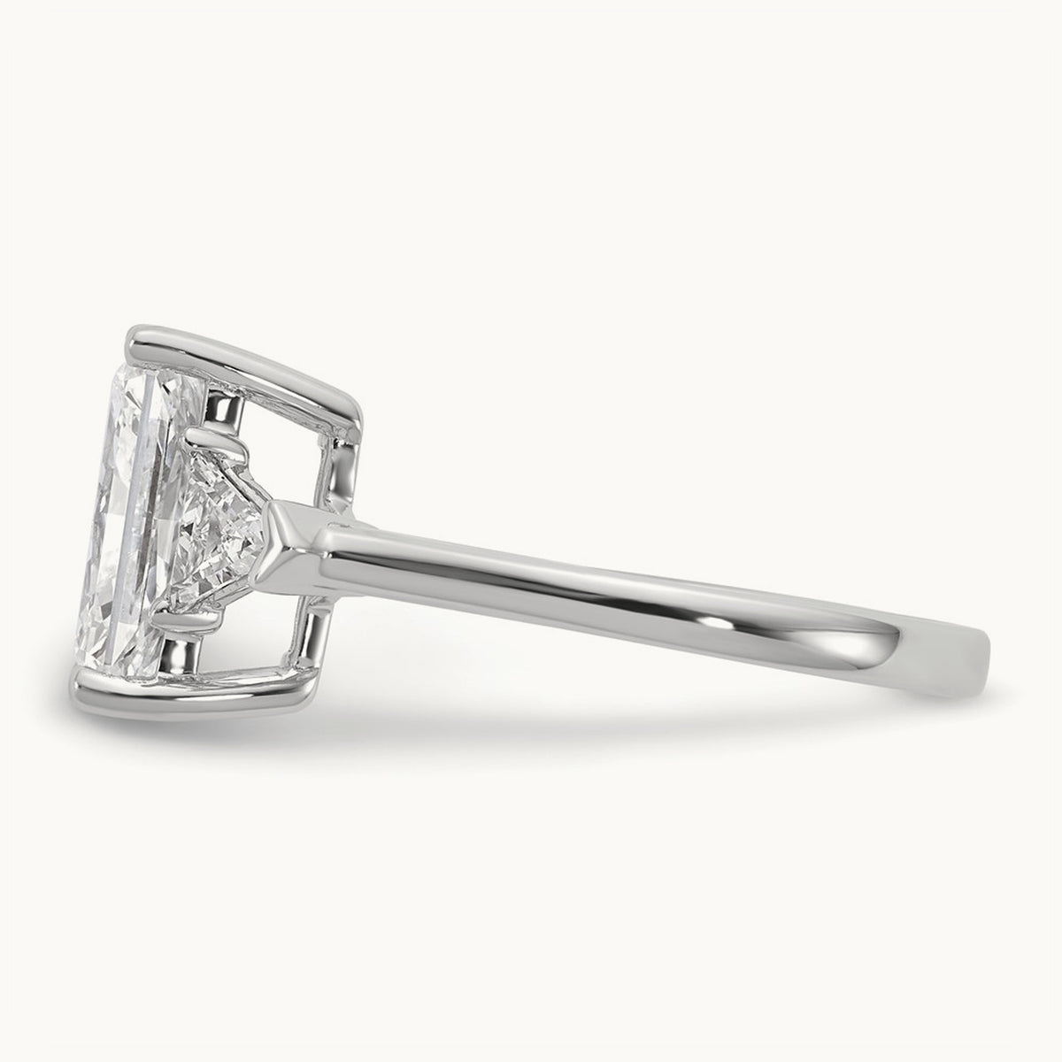 Radiant & Triangle Engagement Ring, 1.25-3.50 ct tw Lab-Grown Diamond — 3 1/8 ct, 14K White Gold