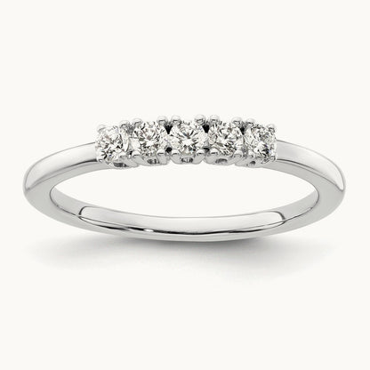 5-Stone Diamond Band, 14K White Gold