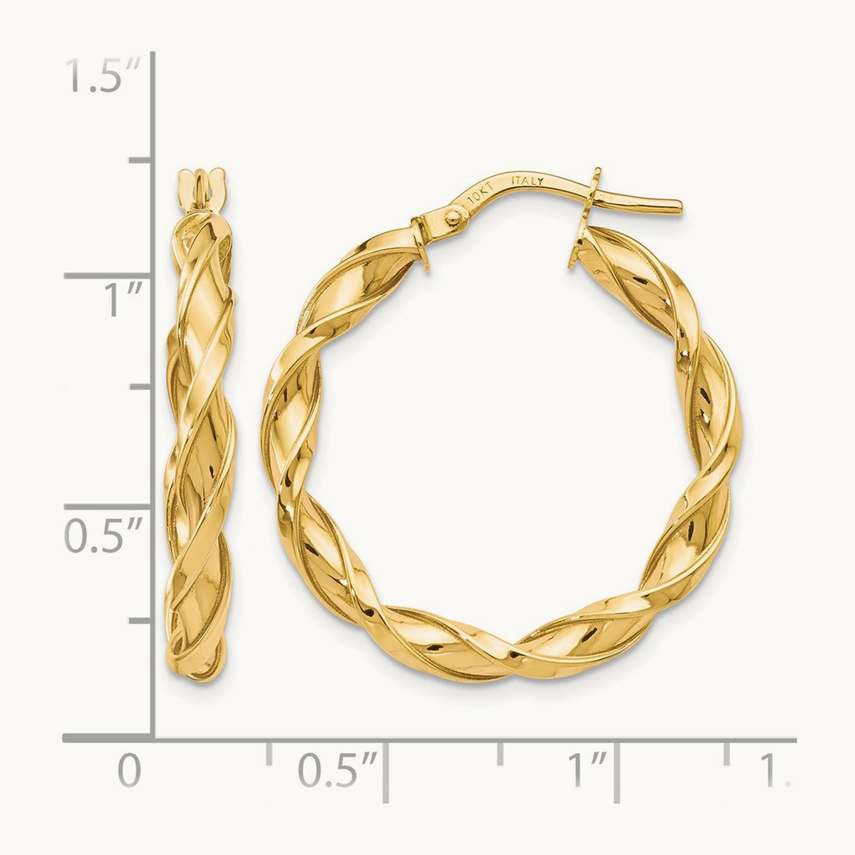 Polished Twisted Hoop Earrings, 10K — Leslie's