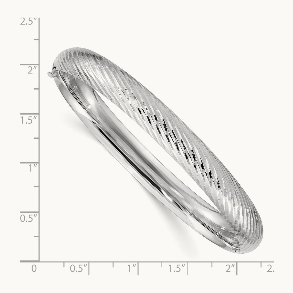 5/16 Textured Hinged Bangle, 14K White Gold