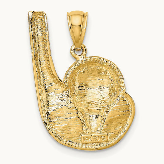2-D Golf Club and Ball On Tee Charm, 14K