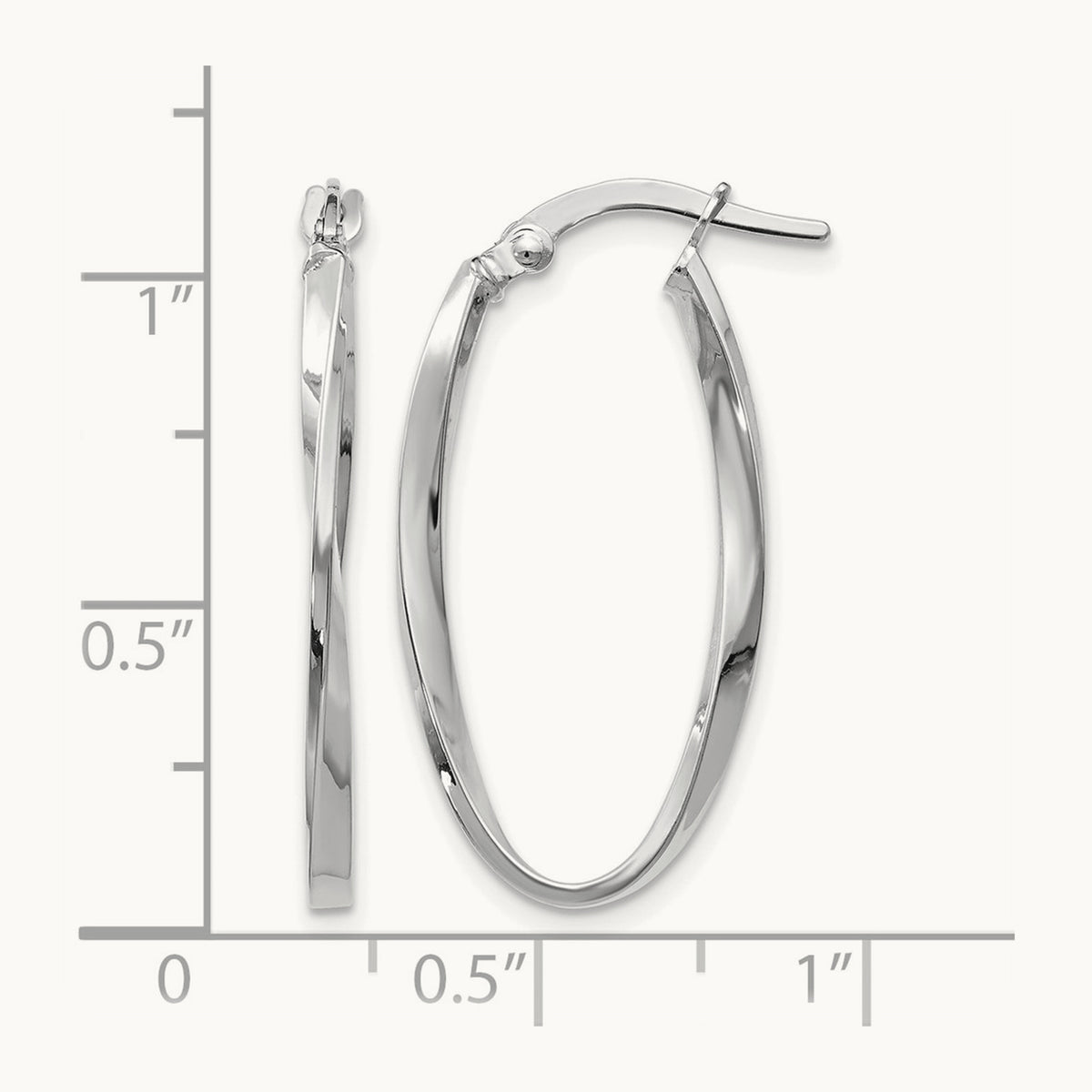 Twisted Oval Hoop Earrings — 14K White Gold