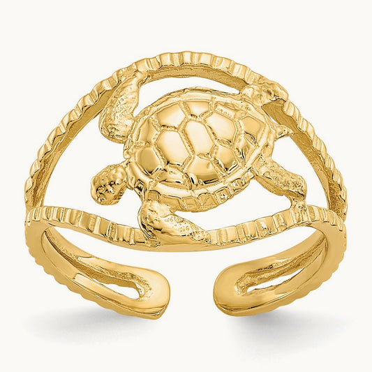 Turtle Toe Ring, 14K