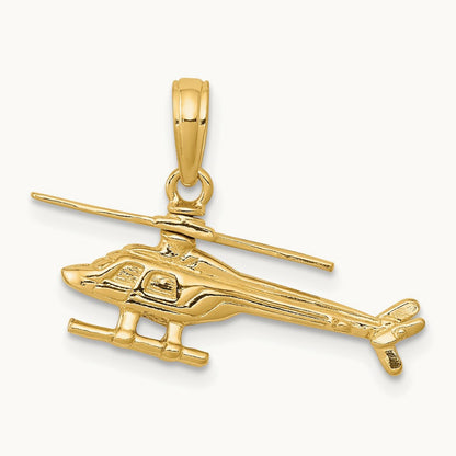 3-D Moveable Helicopter Pendant, 14K