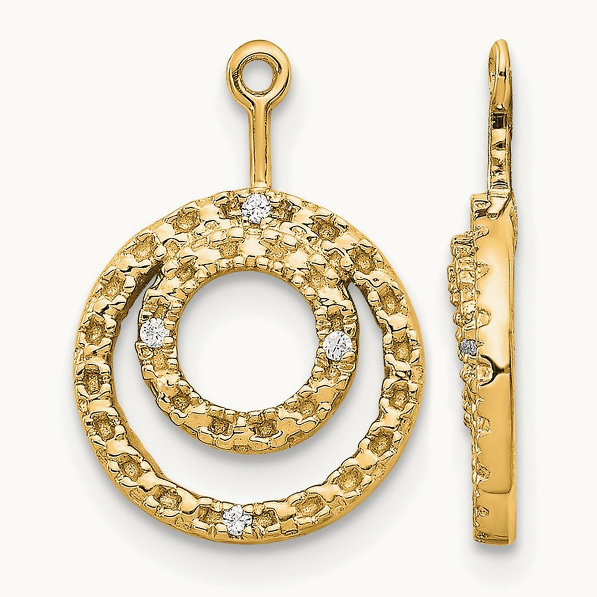 Double Circle Diamond Earring Jackets — 14K Yellow Gold