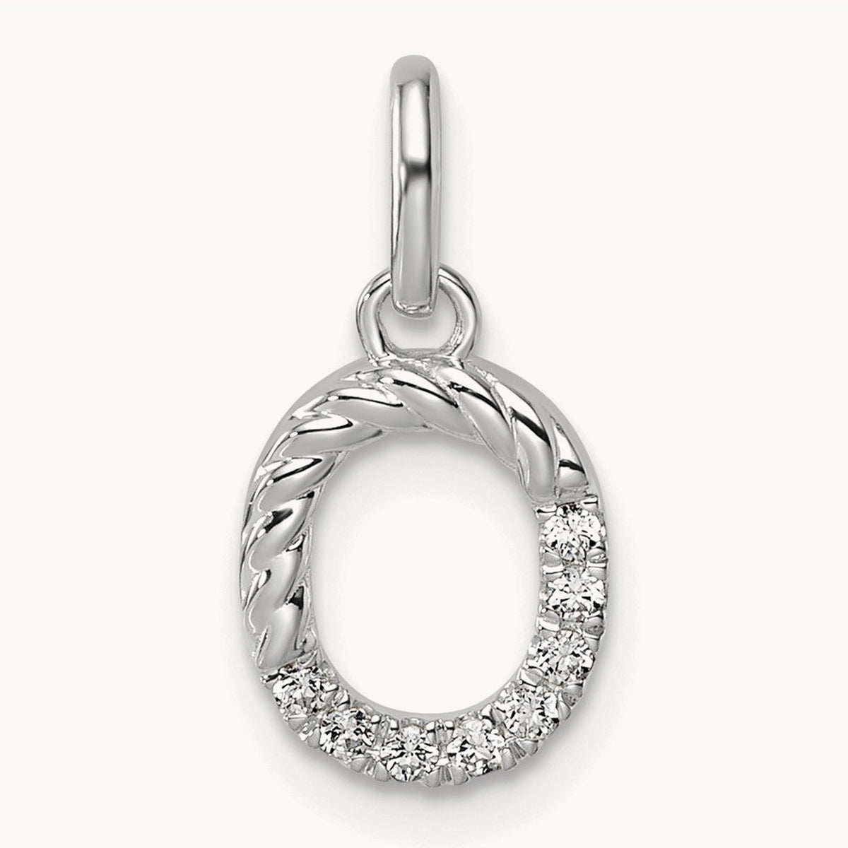 Twisted Diamond Charm — 14K White Gold, O