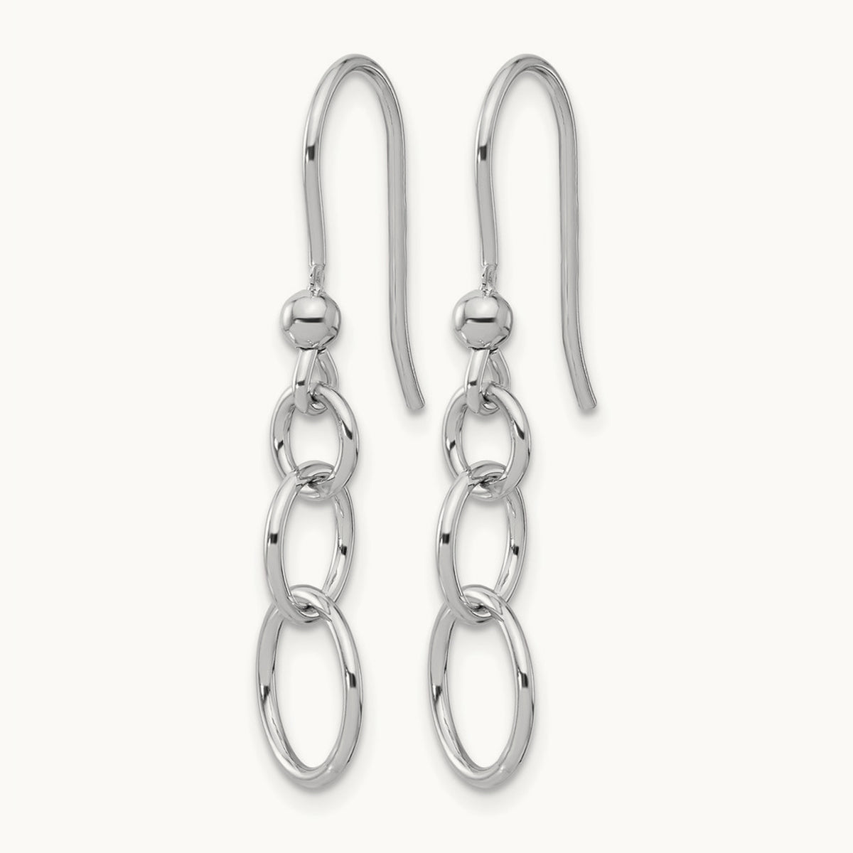 Rh-plated Polished Graduated Circle Dangle Earring, Sterling Silver — Leslie's