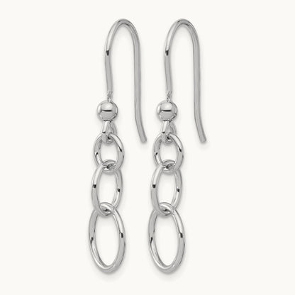 Rh-plated Polished Graduated Circle Dangle Earring, Sterling Silver — Leslie's