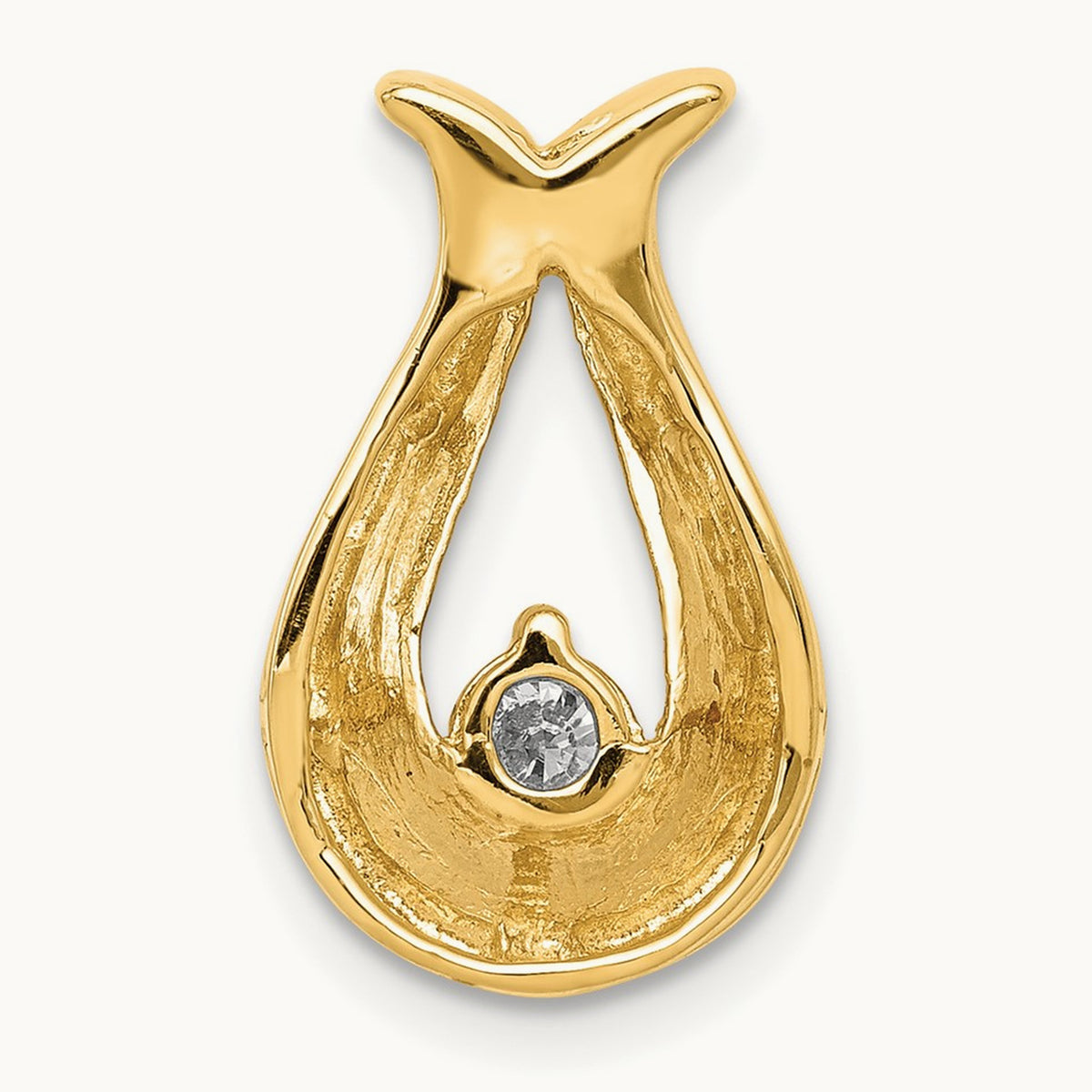 A Diamond Teardrop Shape Chain Slide — 14K Yellow Gold