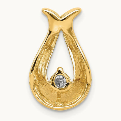 A Diamond Teardrop Shape Chain Slide — 14K Yellow Gold