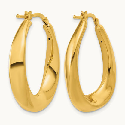 Polished Oval Hollow Hoop Earrings, 14K — Leslie's