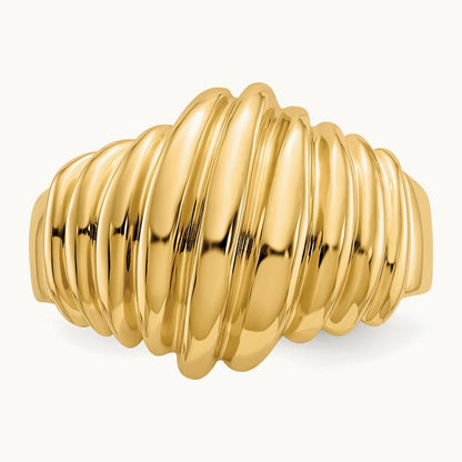 Polished Scalloped Dome Ring, 14K