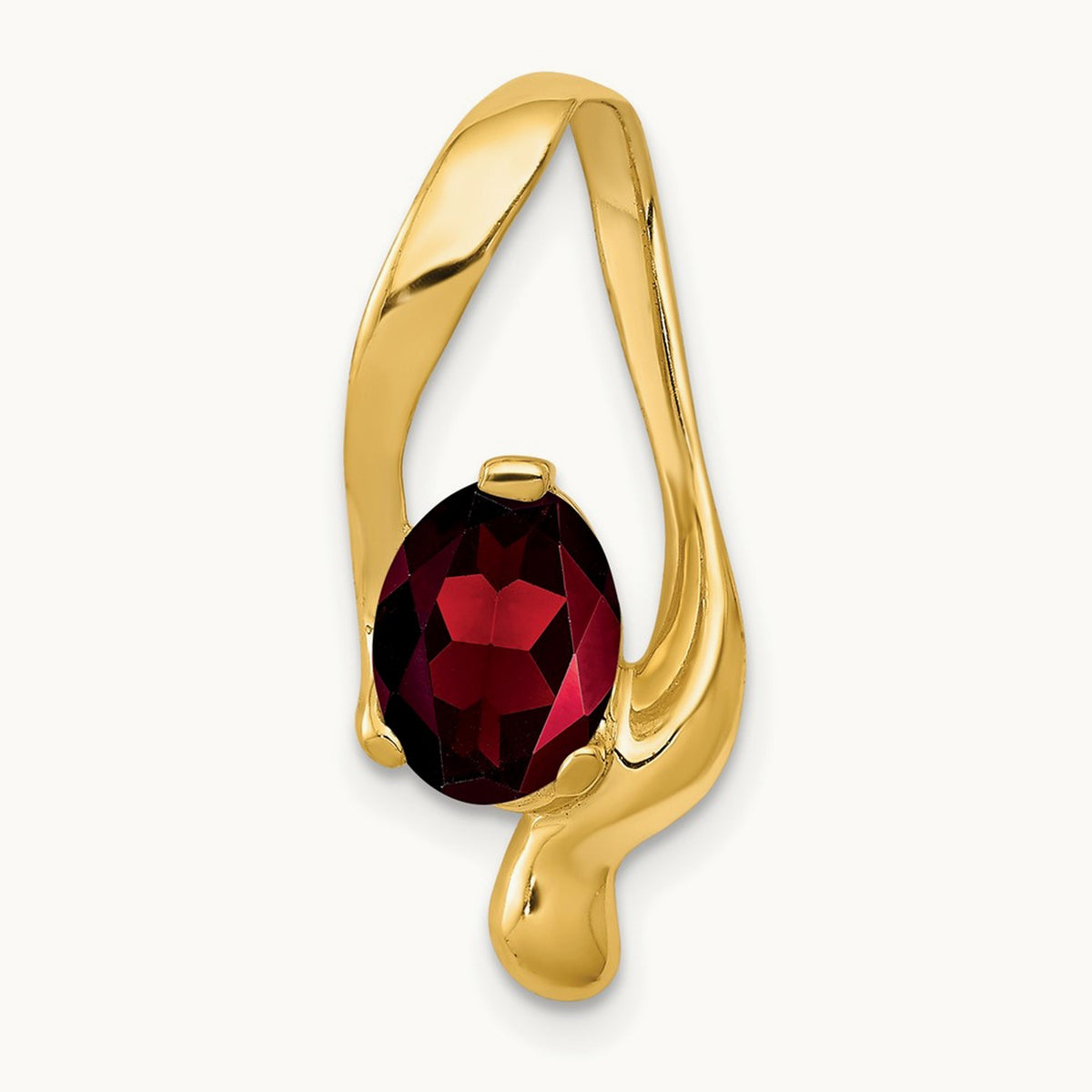 8x6mm Oval Garnet Slide, 14K