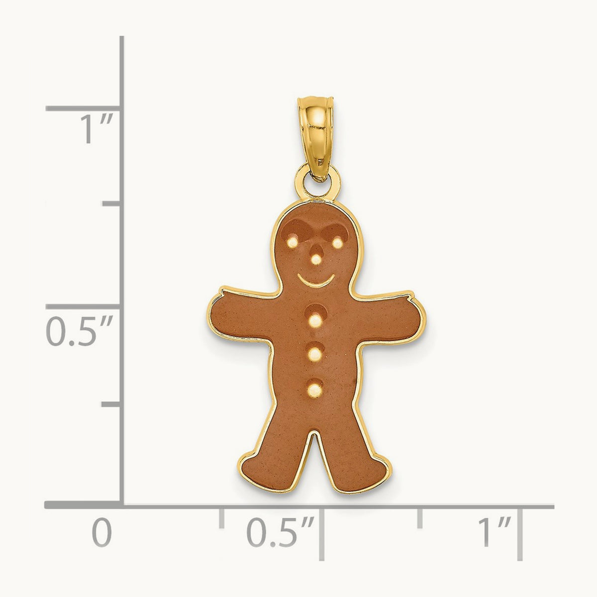 3-D Enameled Gingerbread Man Charm, 14K