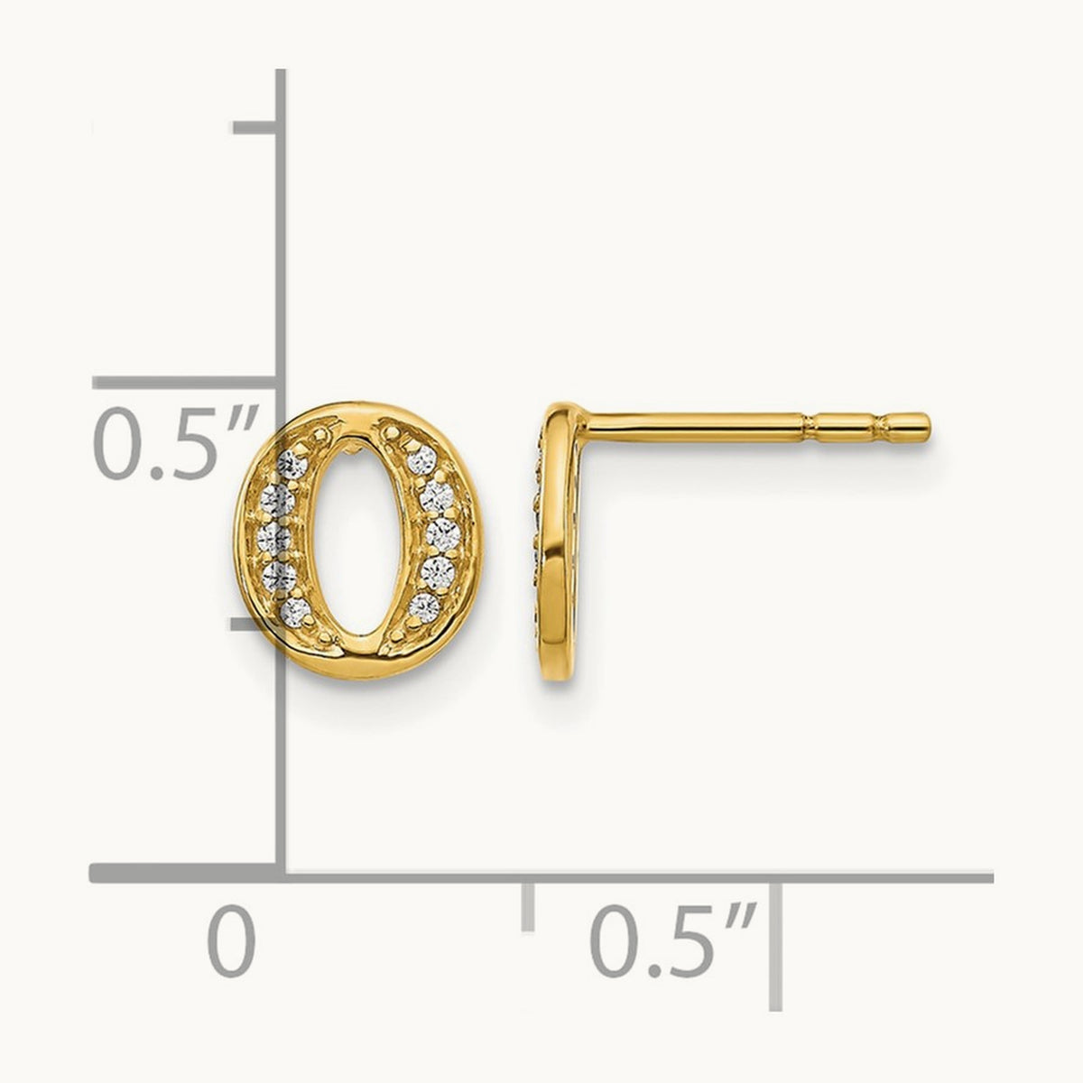 Diamond Earrings — 14K Yellow Gold, 8mm, O