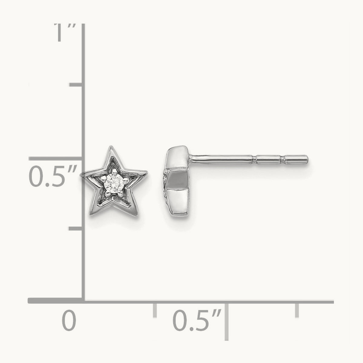 Diamond Star Post Earrings — 14K White Gold, 6mm