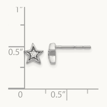 Diamond Star Post Earrings — 14K White Gold, 6mm