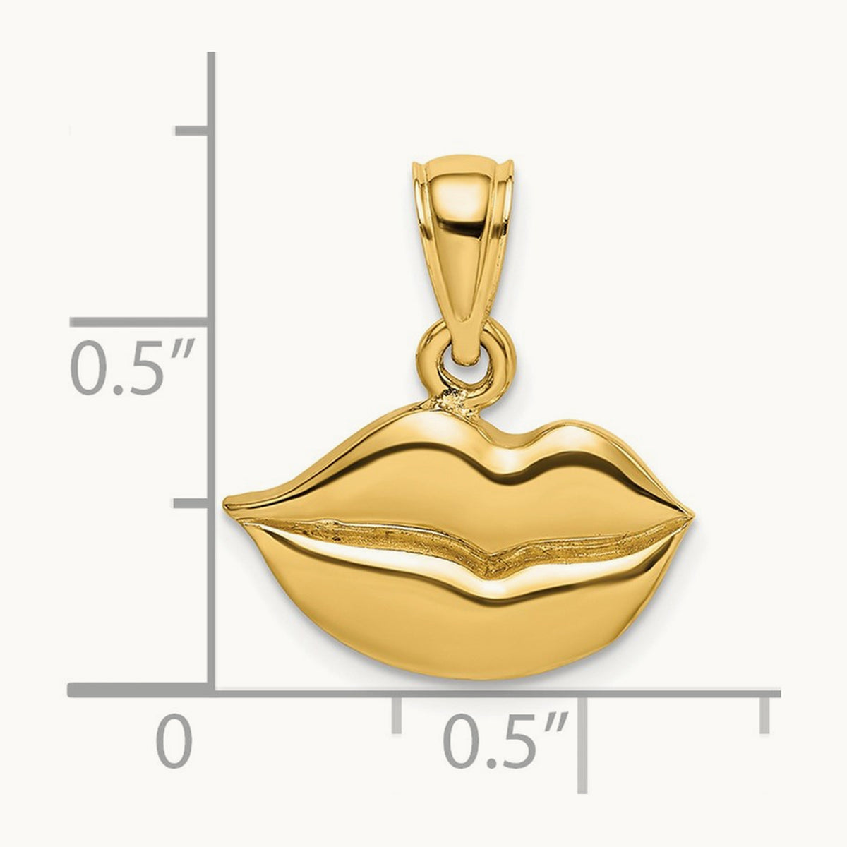 2-D Polished Lips Charm, 14K