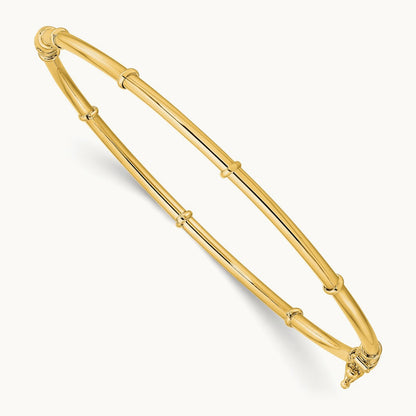 Polished Fancy Hinged Bangle, 14K