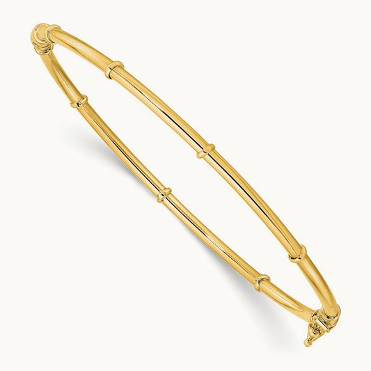 Polished Fancy Hinged Bangle, 14K