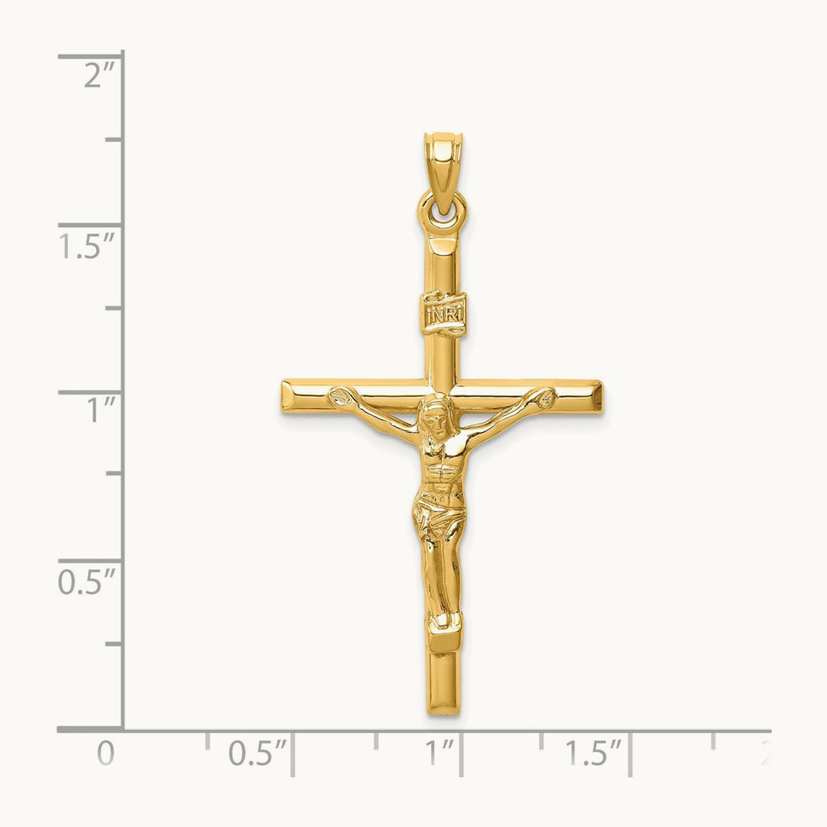 Hollow Crucifix Pendant, 14K