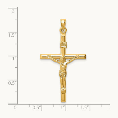 Hollow Crucifix Pendant, 14K