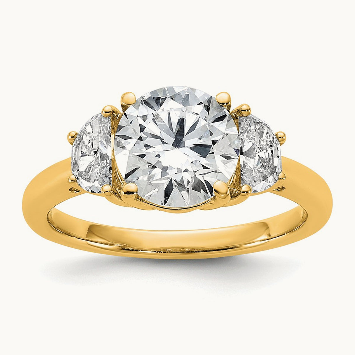 Round 3 Stone Engagement Ring, 1.25-4.00 ct tw Lab-Grown Diamond — 2 1/2 ct, 14K Yellow Gold