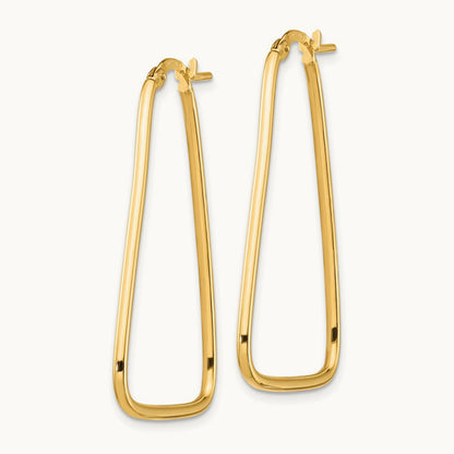 Polished Triangle Dangle Hoop Earrings — 14K Yellow Gold