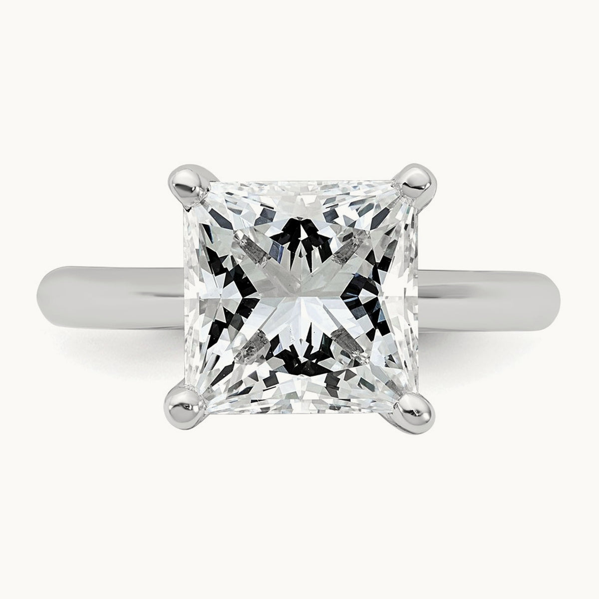 Princess 8X Ring, 4.00 ct tw Lab-Grown Diamond — 14K White Gold