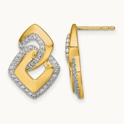 Polished Diamond Fancy Shaped Post Earrings, 14K