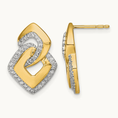 Polished Diamond Fancy Shaped Post Earrings, 14K