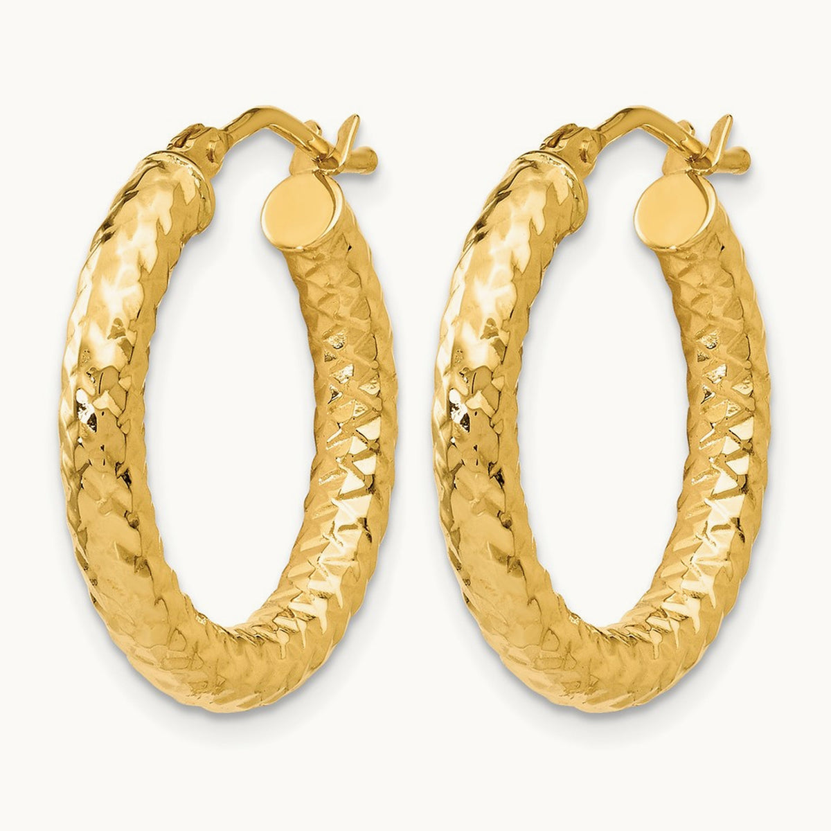 ForeverLite Polished and Textured Hoop Earrings — Leslie's — 10K Yellow Gold, 20mm