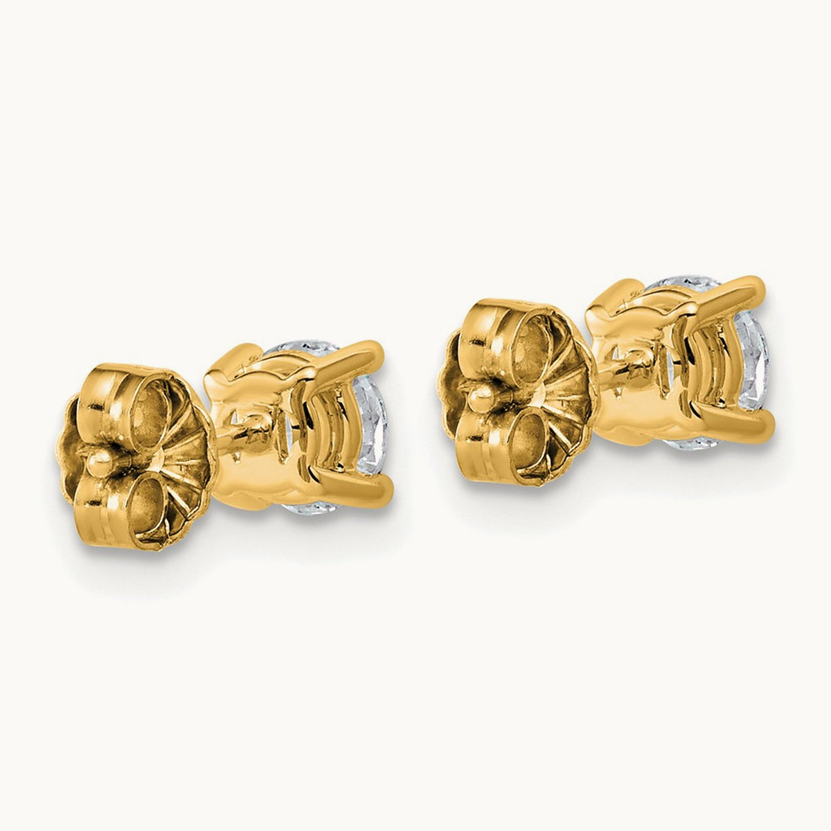 Round Lightweight Earrings, 0.25-6.00 ct tw Lab-Grown Diamond — 1 ct, 10K Yellow Gold